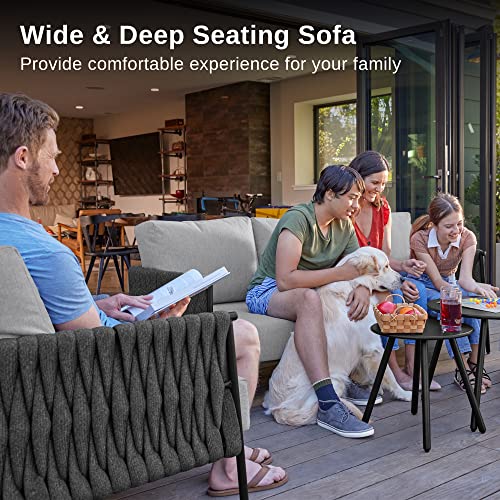 EAST OAK 5-Piece Life Chatter Patio Furniture Set Earth Black & Misty Grey