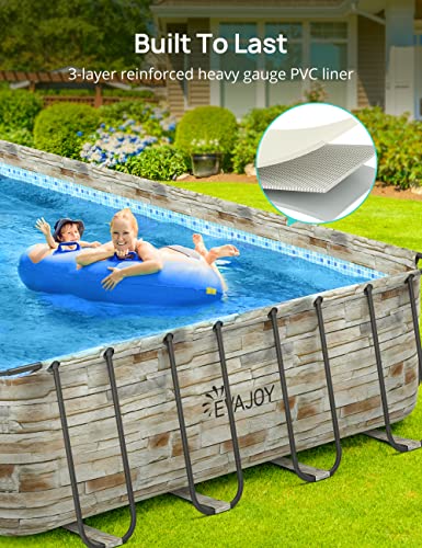 Evajoy Metal Frame Swimming Pool Set Blue