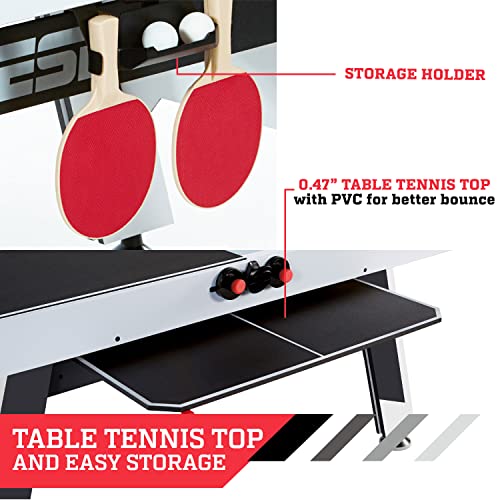 ESPN Sports Air Hockey Game Table 72 Inch Indoor Arcade Gaming Set White/Black/Red