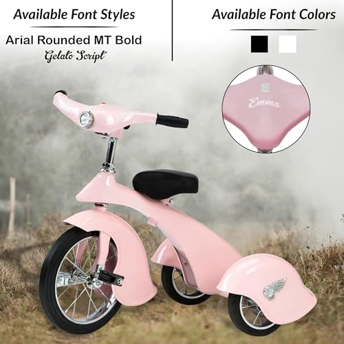 ABABY.COM Personalized Kids Tricycle with LED Headlight Pink
