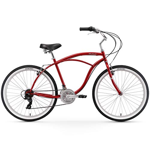 Firmstrong Urban Man Beach Cruiser Bike 26-Inch 21-Speed Red