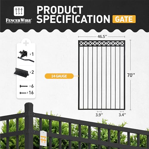 Fencer Wire Heavy Duty Flat Top X-Pattern Decorative Fence Gate Black, 6FT x 4FT, Pack of 10