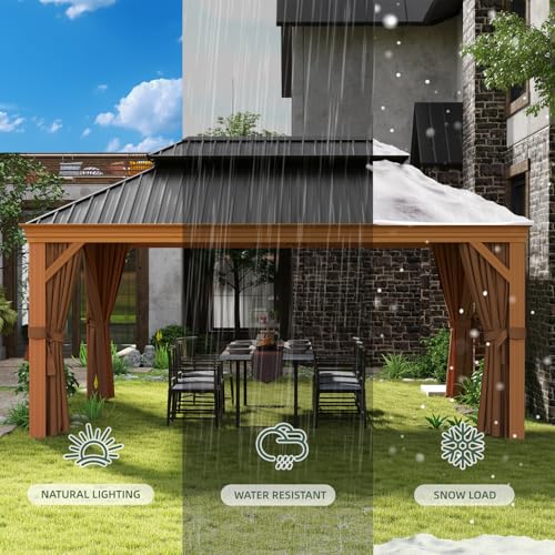 Jolydale Sonegra 10' x 12' Permanent Hardtop Gazebo Brown7