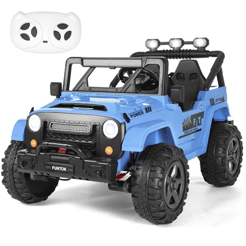 FUNTOK 2 Seater 24V Ride On Truck Grey Blue