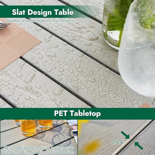 Astomi 9-Piece Outdoor Dining Set with Updated Longer Desk, All-Weather Resistant, Grey