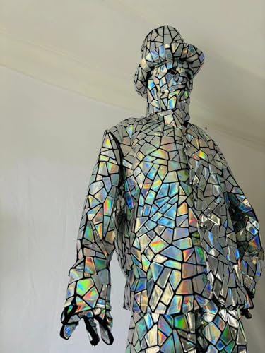 HoHoHuo Silver Mirror Man Performance Costume XLarge