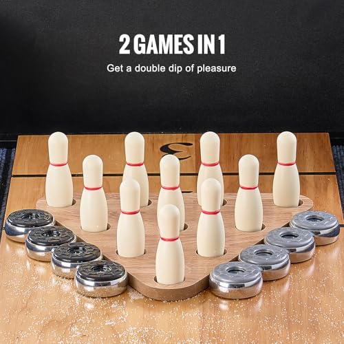 VEVOR Shuffleboard Table 11.5 ft 2-in-1 Combo Game Set Black + Brown