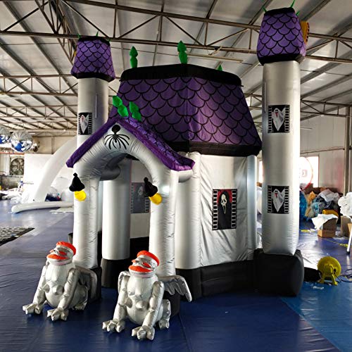 SAYOK 13.12ft Tall Inflatable Halloween Haunted House with Gargoyle and Lights White