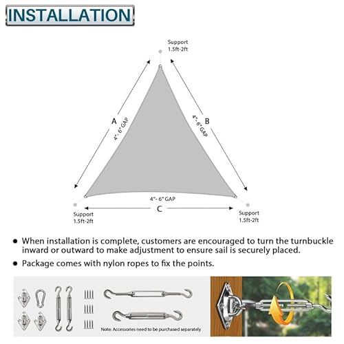 COARBOR Sun Shade Sail 48'x48' Heavy Duty Canopy with Steel Cable Reinforcement Beige