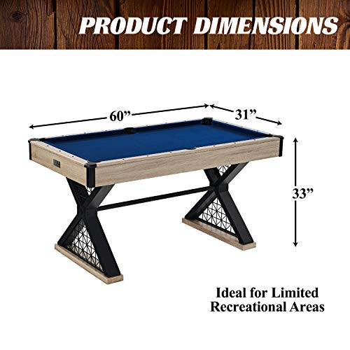 Barrington Billiards 5' Brooks Drop Pocket Table Black/Blue/Light Wood Grain