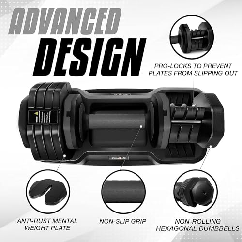 Yes4All Selectorized Dumbbell Set 55 Lbs Pair Black