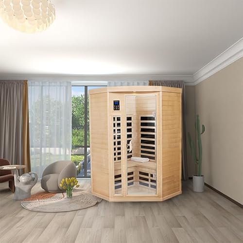 HFYee 2-Person Hemlock Infrared Sauna Box Natural