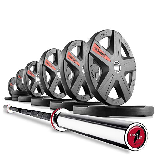 XMark Texas Star Olympic Barbell Set with Crowbar 255 lb Weight Plates
