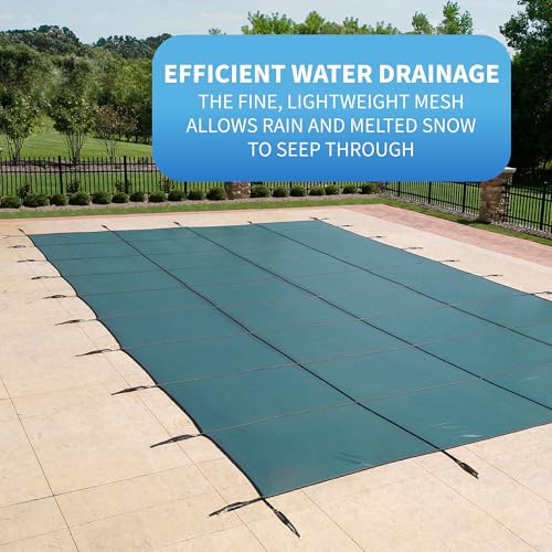 Blue Wave Rectangular In Ground Pool Safety Cover 16-ft x 32-ft Green