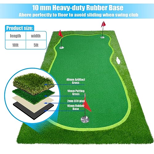 BOBURN Golf Putting Green Mat 5x10FT Green