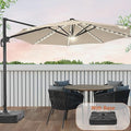 SANLUCE FLAME&SHADE 11FT Patio Umbrella with Solar Lights Sand