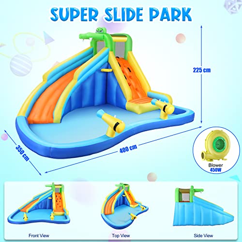 AKEYDIY Inflatable Water Slide Bounce House with Splash Pool Castle Theme