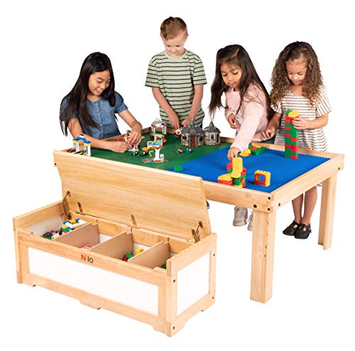 NILO N51N Kid's Play Table Lego-Compatible Educational Toy Board Brown/White
