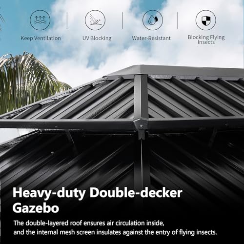 Jolydale 12x16 FT Hardtop Gazebo Brown