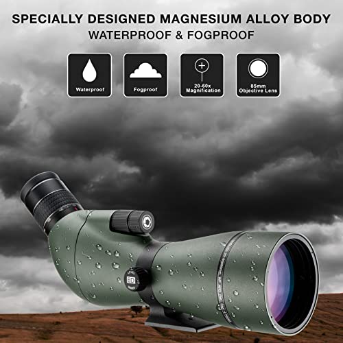 BARSKA Level ED 20-60x85mm Spotting Scope with Carrying Case Green