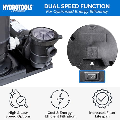 Swimline HYDROTOOLS Sure-Flo Pool Cartridge Filter Pump 100 SQ FT Cleaner System VARIABLE DUAL 2-SPEED 1.5 HP Gray