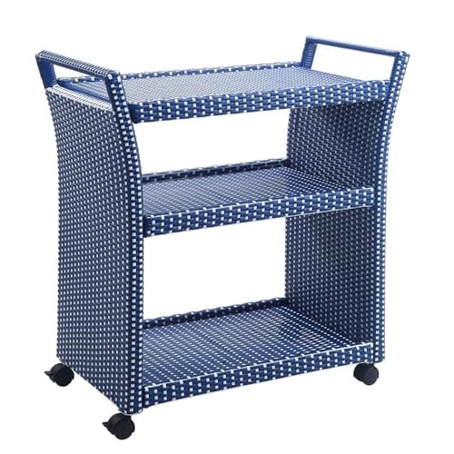 Furniture of America FOA Aluminum 30-Inch Patio Barstools with Bar Cart 5PC Set Blue