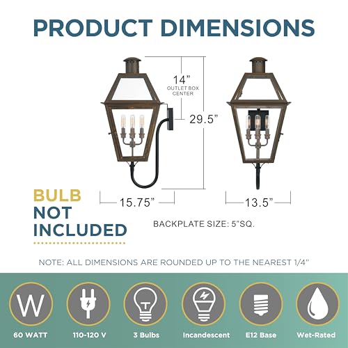 Quoizel Rue De Royal Charleston Outdoor Wall Lantern 4-Light Industrial Bronze