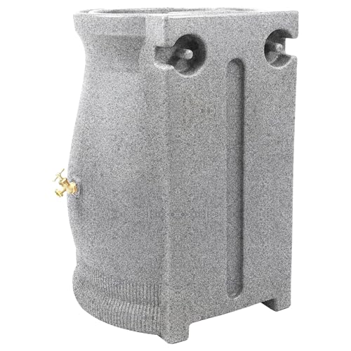 Good Ideas Rain Wizard 50 Gallon Rain Saver Barrel Water Storage Urn with Planter Space and 2 Brass Spigots Oak