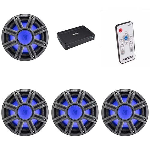KICKER MWF 10-Inch Premium Marine Subwoofer & 51KXMA15001 Marine Amp Bundle