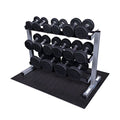 Body-Solid Round Rubber Dumbbell Set with Rack