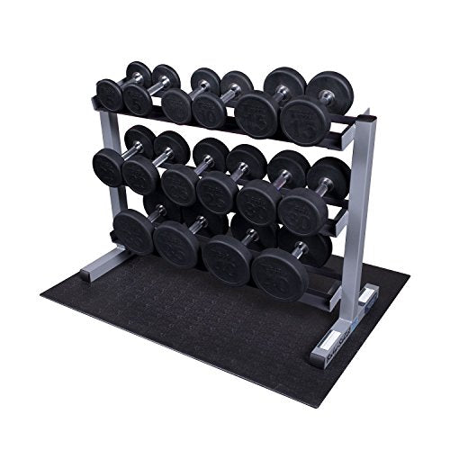 Body-Solid Round Rubber Dumbbell Set with Rack