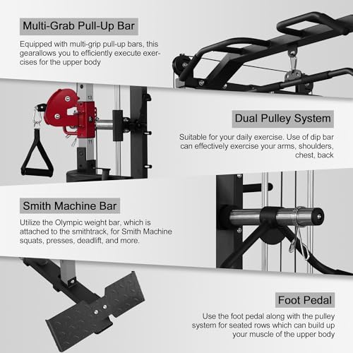 Fitness Dreamer Smith Machine Upper Body Strength Training Equipment Leg Developer Red