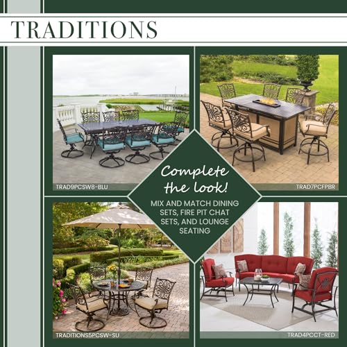 Hanover Traditions 5 Piece Patio Dining Set with Blue Cushions
