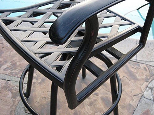 GrandPatioFurniture.com 4 Outdoor 24" Counter High Cast Aluminum Swivel Bar Stool Brown