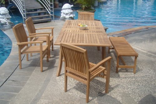 WholesaleTeak 7 Pc Luxurious Grade-A Teak Dining Set Brown
