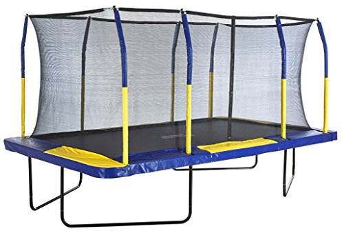 Outdoor Heights Rectangle Trampoline with Safety Enclosure 9' X 15' Blue/Yellow