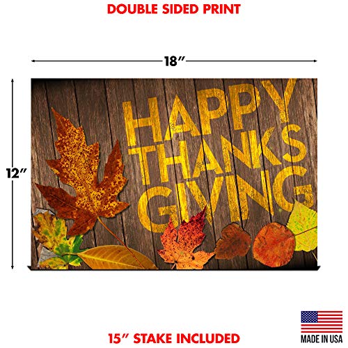Yard Sign Happy Thanksgiving Turkey Day Lawn Decoration with Heavy Duty Stake 18" x 12