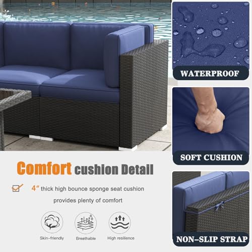 KHOLH 12-Piece Outdoor Patio Furniture Set with Fire Pit Table, Navy