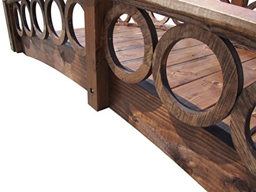SamsGazebos 8 ft Rose Garden Bridge with Ring Railings Brown