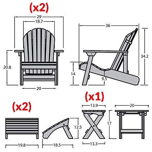 Highwood Adirondack Collection Hamilton 5pc Deck Set Coastal Teak