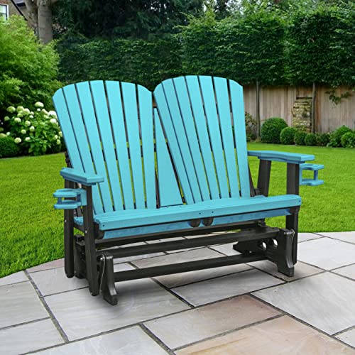 American Furniture Classics Dual Fan Back Glider Aruba Blue and Black