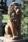 Potteryland Online 48" Grandessa Sitting Lion Outdoor Concrete Statue Campfire Stone