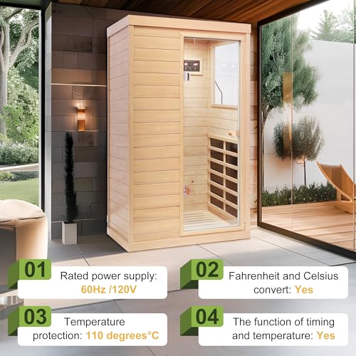 HFYee Infrared Sauna Box Hemlock Single Person Natural