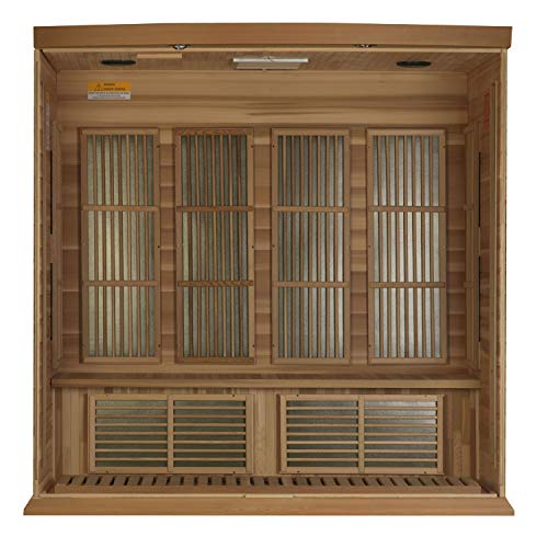 Maxxus Saunas 4 Person Low EMF FAR Infrared Carbon Canadian Red Cedar Sauna Multicolor