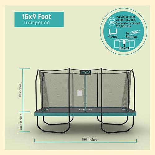 Skywalker Trampolines 9 x 15 FT Round Trampoline with Safety Enclosure Net Black
