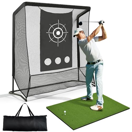 DWVO Golf Hitting Net with Steel Frame Black