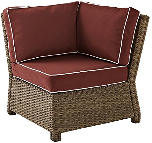 Crosley Furniture Bradenton 5-Piece Outdoor Sectional Sofa Set Brown with Sangria Cushions
