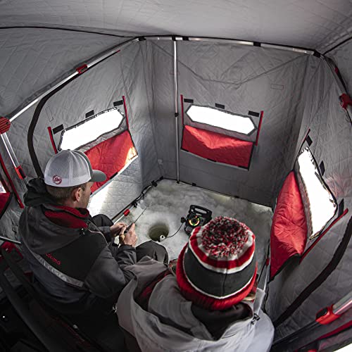 Eskimo Eskape 2400 Insulated 2-Person Ice Fishing Shelter with Sled and Bench Seat Red/Black