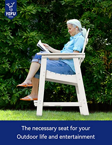 YEFU Tall Adirondack Chair Set of 4 with Connecting Tray, Weather Resistant Patio Stools White