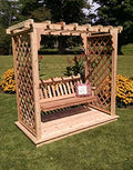 Backyard Crafts Amish-Made Covington Style Cedar Arbor with Deck & Swing 6' Wide Unfinished